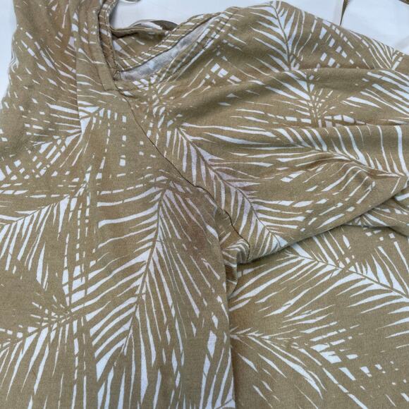 MICHAEL KORS Cold-Shoulder Top Palm Print Tan White Women's 1X Plus Size - Picture 6 of 6